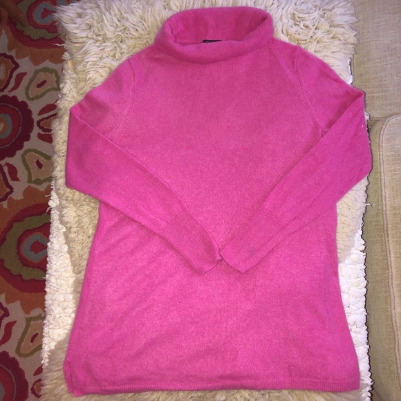 TALBOTS 100% cashmere pink sweater/vented sides - Picture 5 of 8
